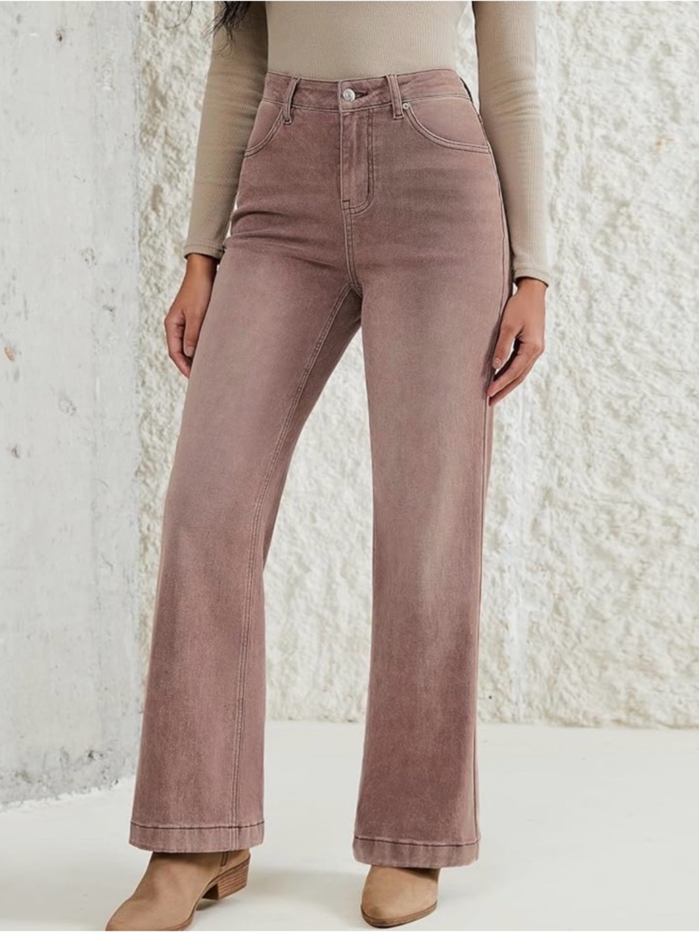 Luvamia Wide Leg Winter Pecan Brown High-waisted Pants size L - Picture 2 of 8
